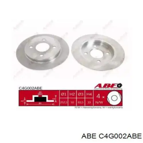 Задний тормозной диск ABE C4G002ABE цена, от 15.72 USD