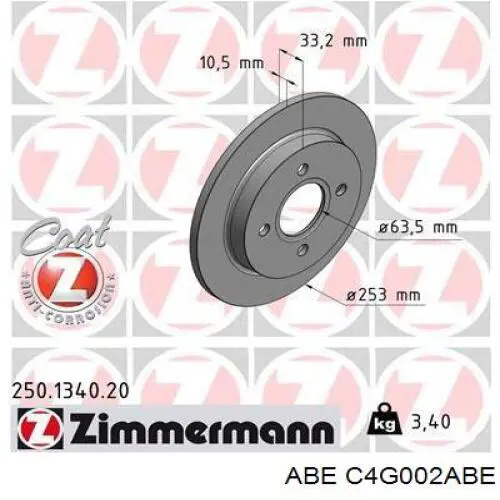 Тормозные диски C4G002ABE ABE