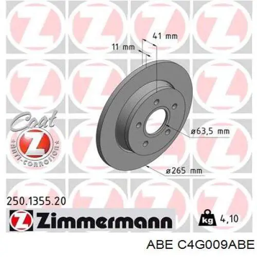 Купить C4G009ABE ABE Диск тормозной задний