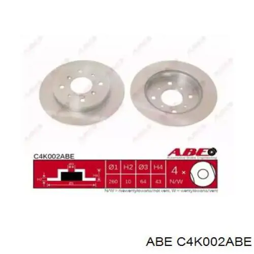 C4K002ABE ABE диск тормозной задний
