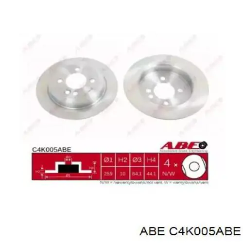 Задний тормозной диск ABE C4K005ABE цена, от 19.40 USD