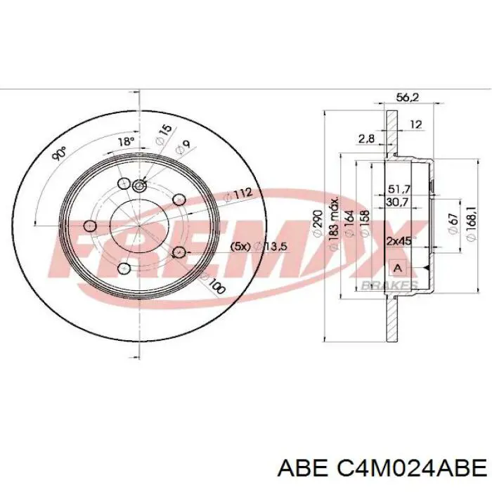Купить C4M024ABE ABE Диск тормозной задний