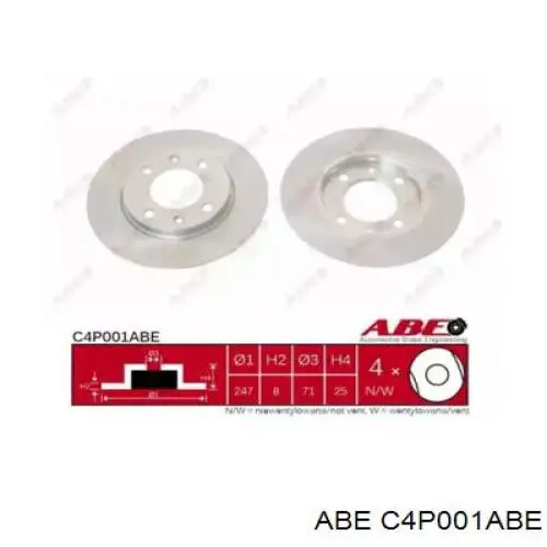 C4P001ABE ABE диск тормозной задний