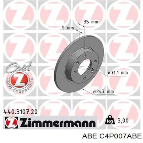 Купить C4P007ABE ABE Диск тормозной задний