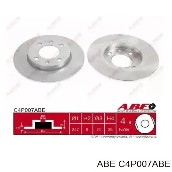 Задний тормозной диск ABE C4P007ABE цена, от 16.57 USD
