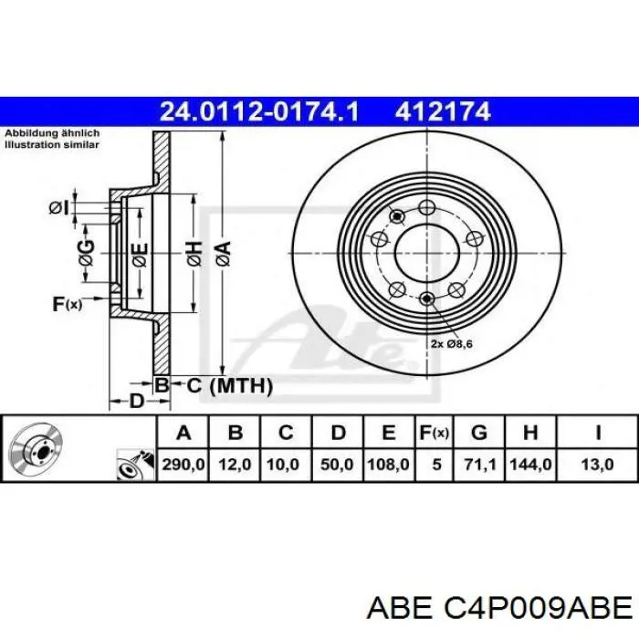 C4P009ABE ABE Дисковый тормоз