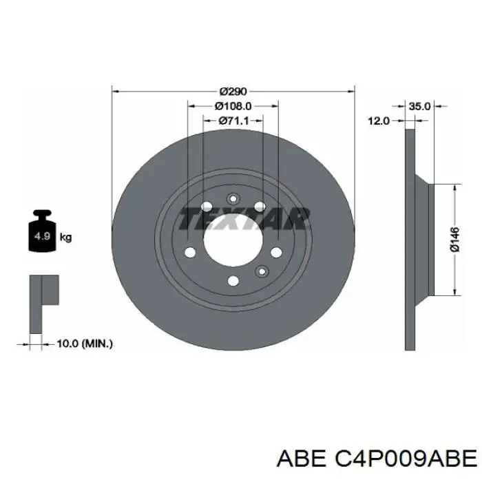 Диск гальмівний задній C4P009ABE ABE