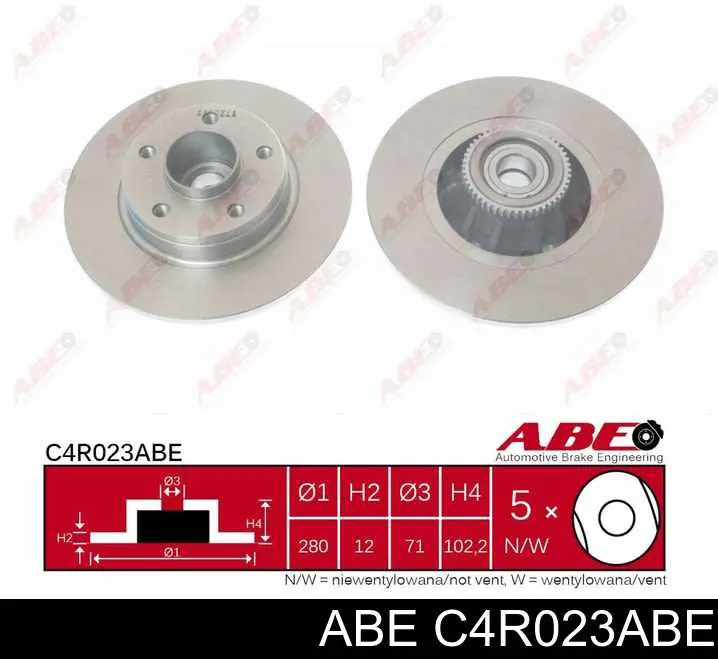 C4R023ABE ABE диск тормозной задний
