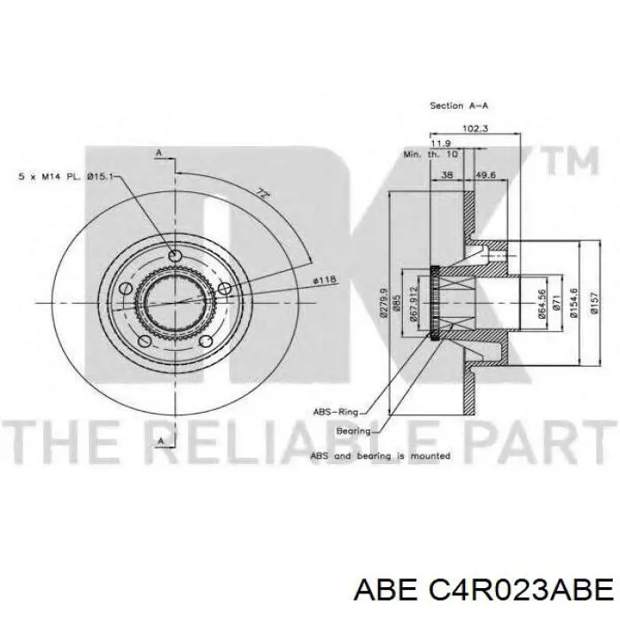 Купить C4R023ABE ABE Диск тормозной задний