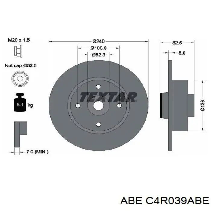 Задний дисковый тормоз ABE C4R039ABE