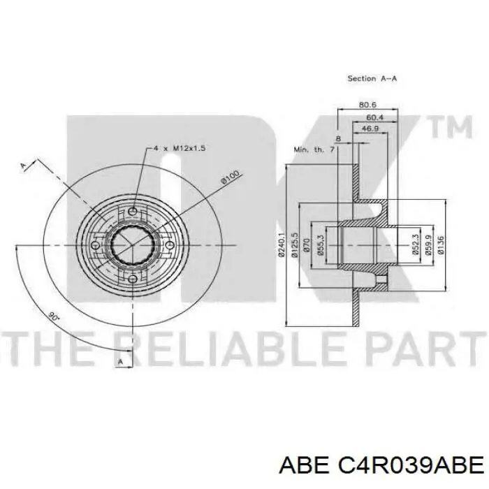 Диск гальмівний задній C4R039ABE ABE