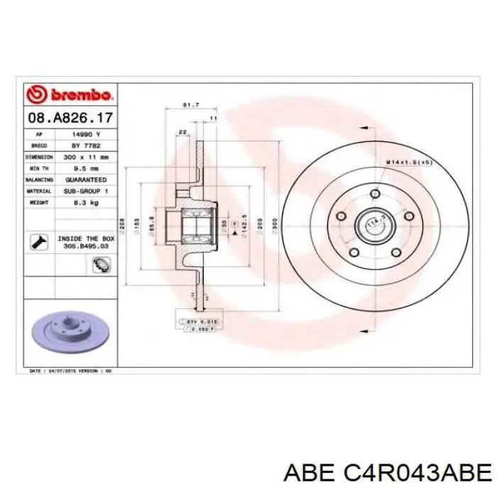 C4R043ABE ABE диск тормозной задний