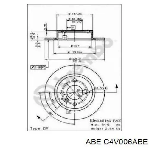 Тормозные диски C4V006ABE ABE