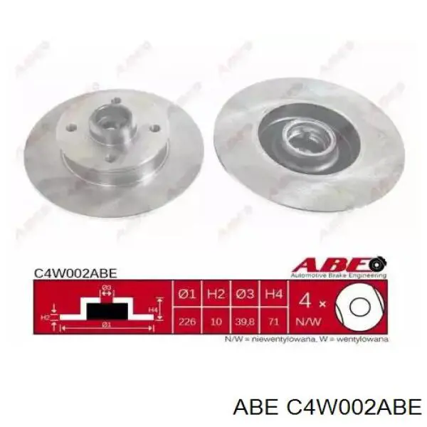 Диск тормозной задний ABE C4W002ABE