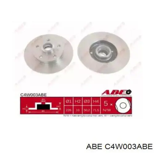C4W003ABE ABE диск тормозной задний