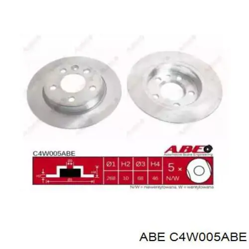 Диск гальмівний задній C4W005ABE ABE