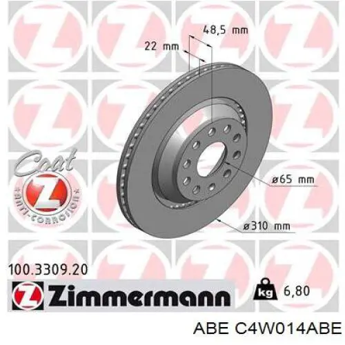 Тормозные диски C4W014ABE ABE