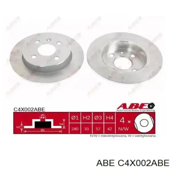 C4X002ABE ABE диск тормозной задний