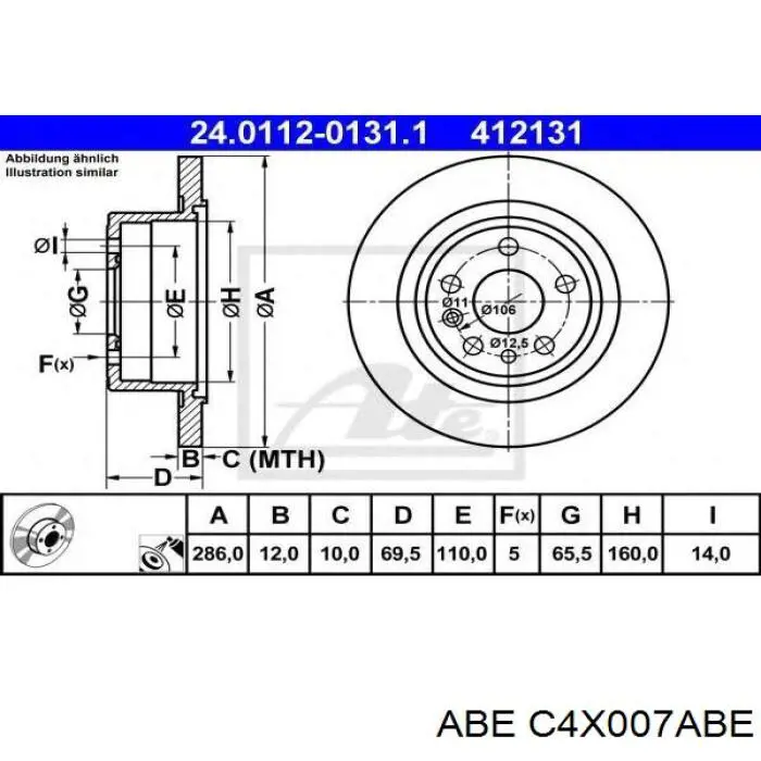 Купить C4X007ABE ABE Диск тормозной задний
