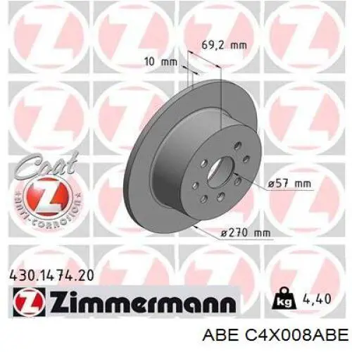 Купить C4X008ABE ABE Диск тормозной задний