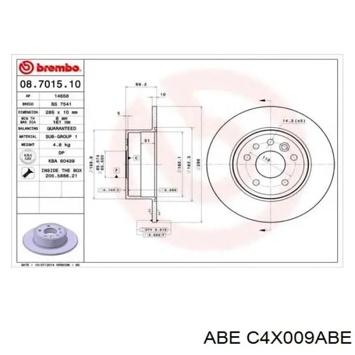 Тормозные диски C4X009ABE ABE