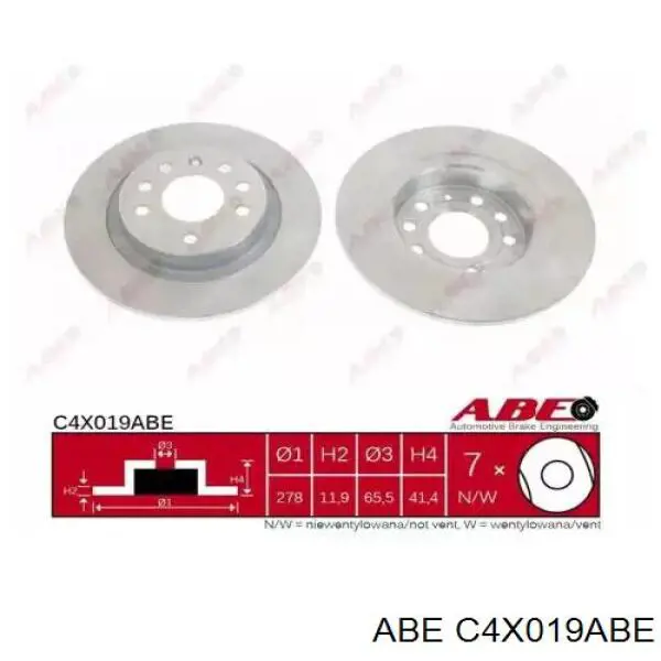 C4X019ABE ABE диск тормозной задний