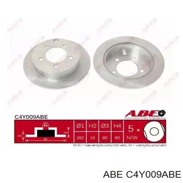 Диск тормозной задний ABE C4Y009ABE