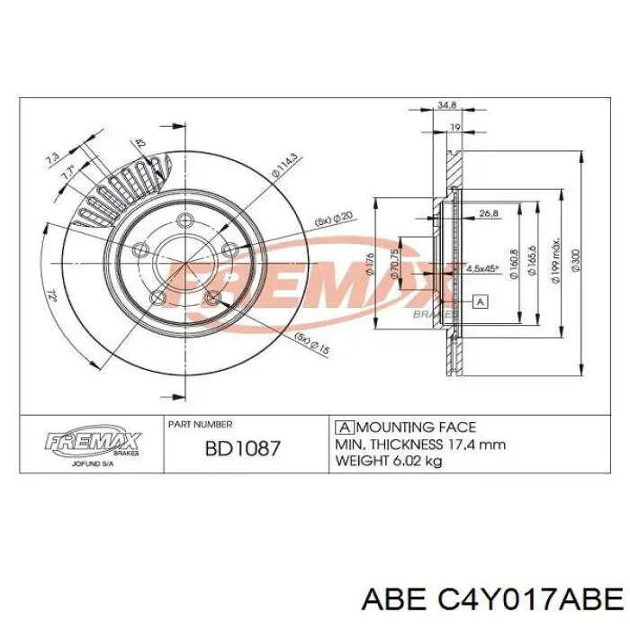 Тормозные диски C4Y017ABE ABE