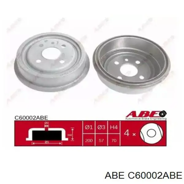 Freno de tambor trasero C60002ABE ABE