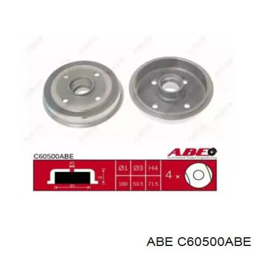 Барабан тормозной задний ABE C60500ABE цена, от 23.97 USD