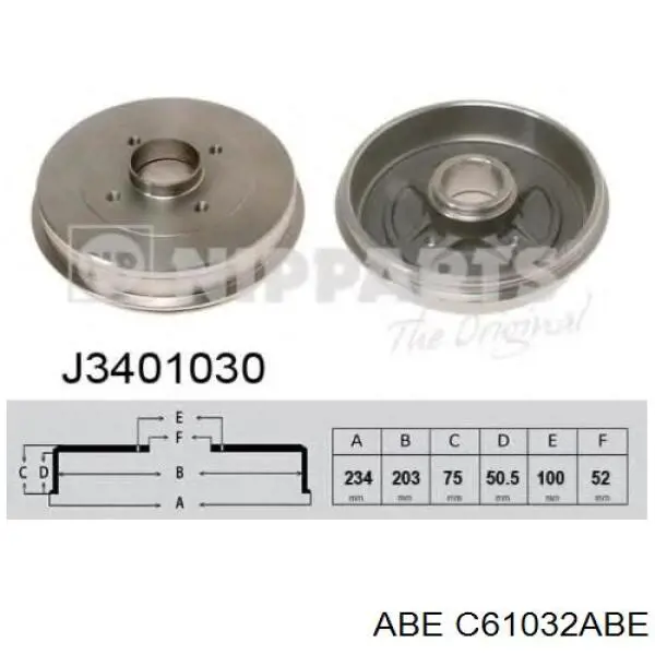 C61032ABE ABE Тормозной барабан