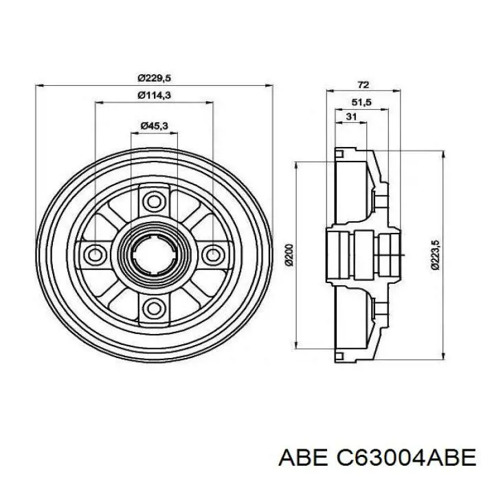 C63004ABE ABE Тормозной барабан