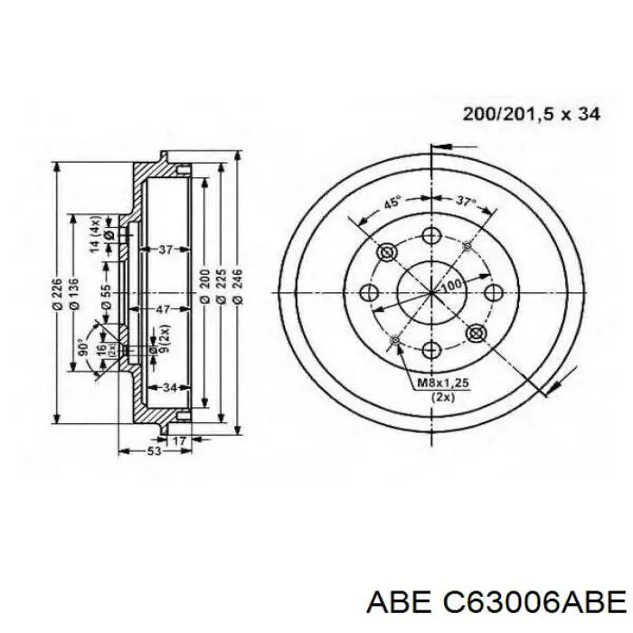 Купить C63006ABE ABE Тормозной барабан