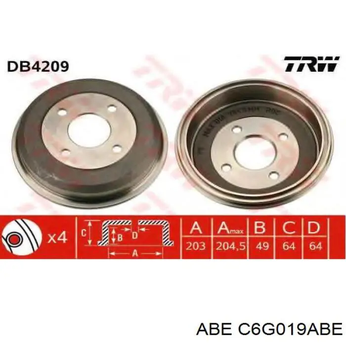 Задний барабан ABE C6G019ABE