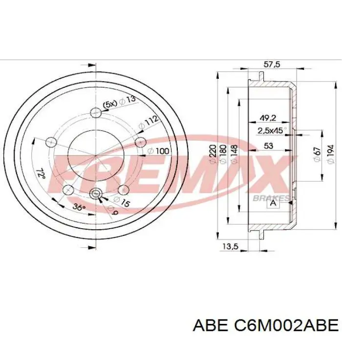 Купить C6M002ABE ABE Тормозной барабан