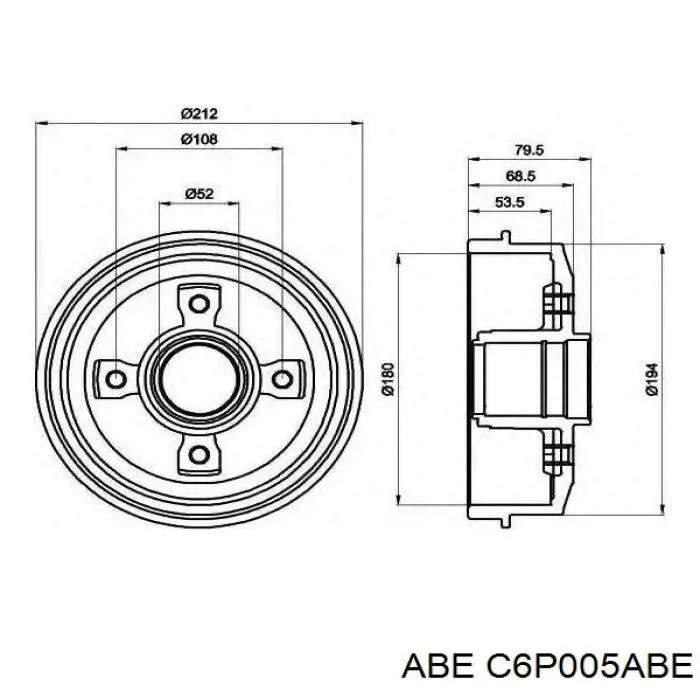 Купить C6P005ABE ABE Тормозной барабан