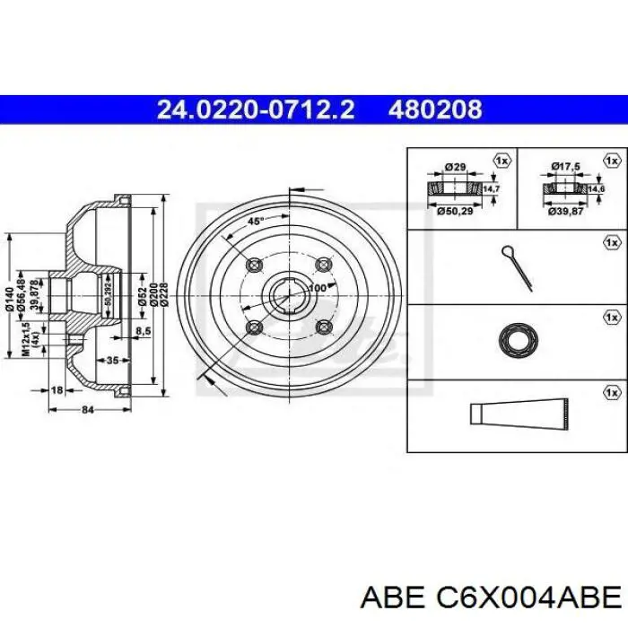 Тормозной барабан C6X004ABE ABE