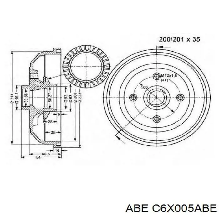 C6X005ABE ABE Тормозной барабан