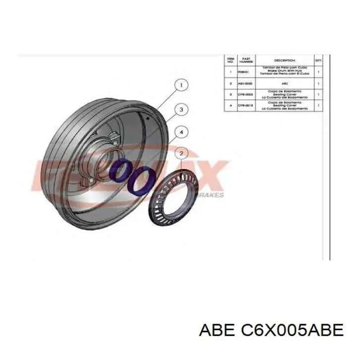 Тормозной барабан C6X005ABE ABE