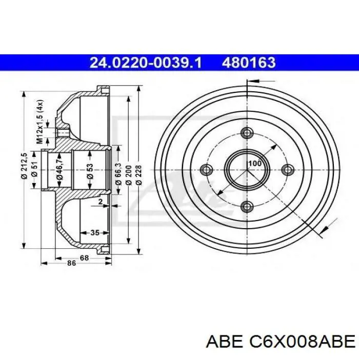 Тормозной барабан C6X008ABE ABE
