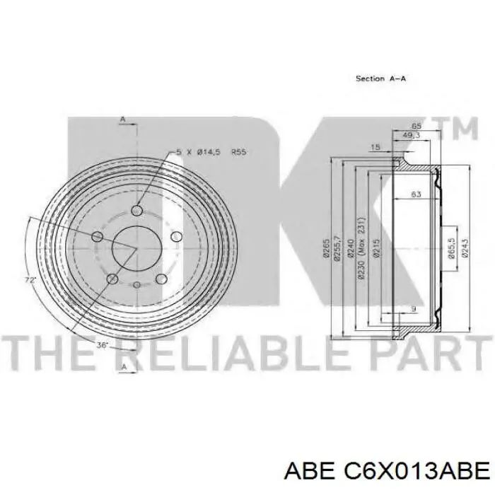 Тормозной барабан C6X013ABE ABE