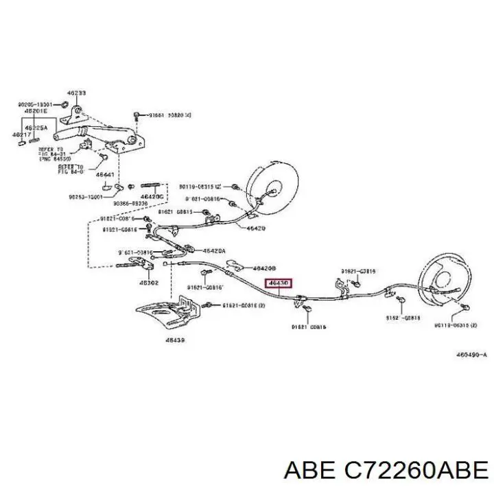 C72260ABE ABE cabo do freio de estacionamento traseiro esquerdo