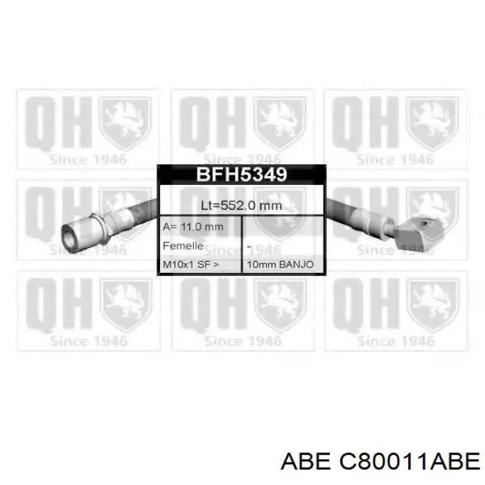 Купить C80011ABE ABE Шланг тормозной передний