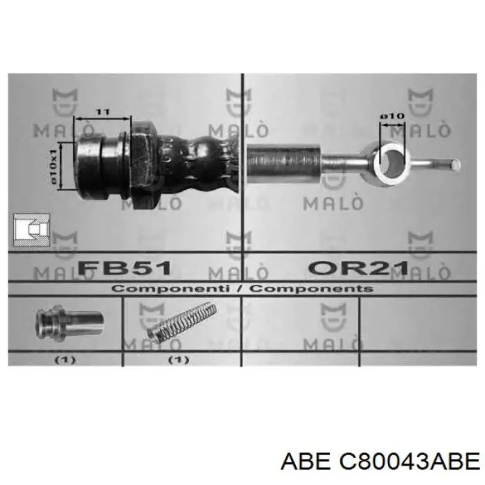 Купить C80043ABE ABE Шланг тормозной передний