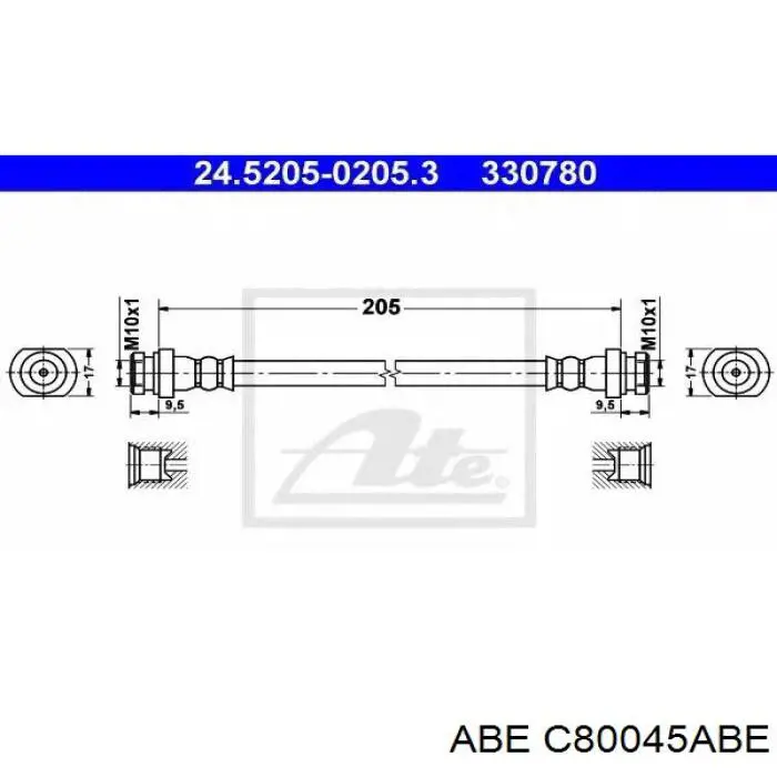 Купить C80045ABE ABE Шланг тормозной передний
