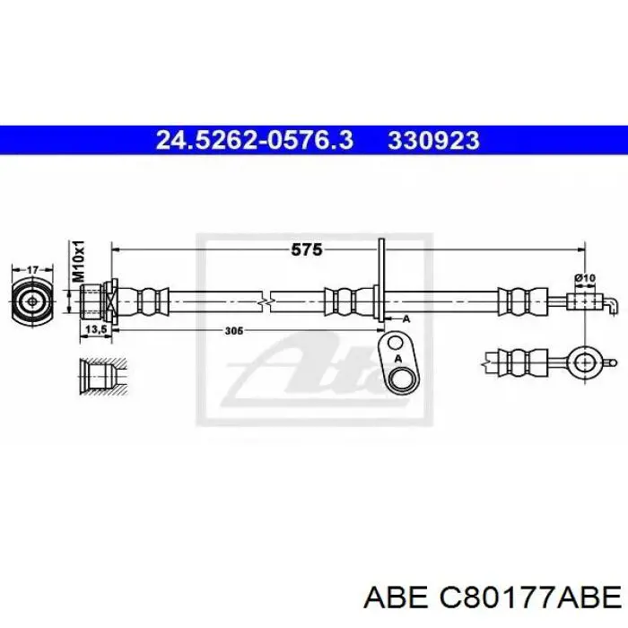 Купить C80177ABE ABE Шланг тормозной передний левый