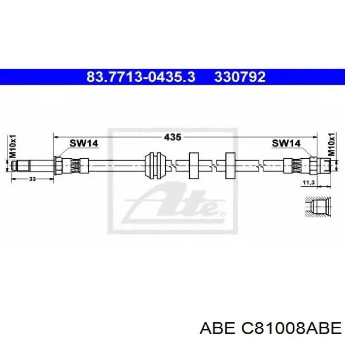Купить C81008ABE ABE Шланг тормозной передний
