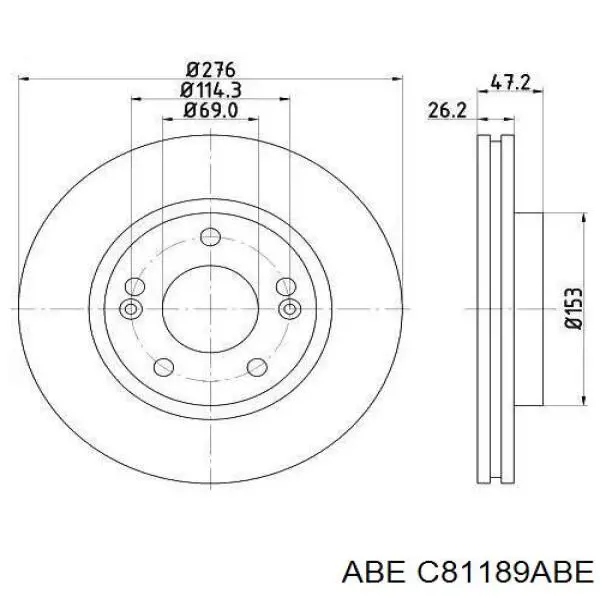 C81189ABE ABE Гибкая тормозная трубка задняя
