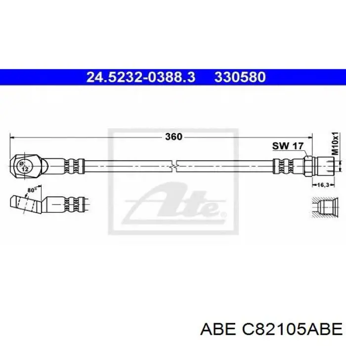 Купить C82105ABE ABE Шланг тормозной передний