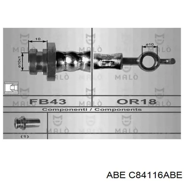 Купить C84116ABE ABE Шланг тормозной передний